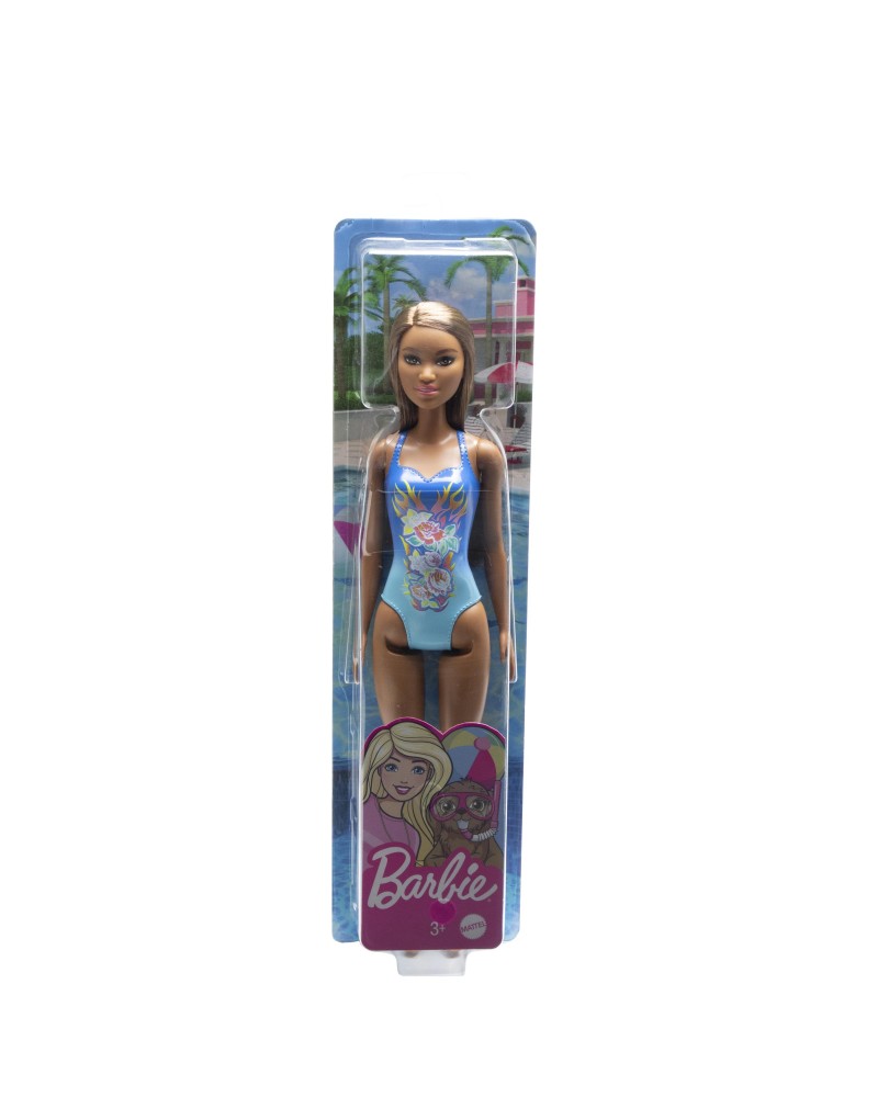 BARBIE BEACH ΚΟΥΚΛΑ ΜΕΛΑΧΡΙΝΗ ΜΕ ΜΠΛΕ ΜΑΓΙΟ (HDC51)
