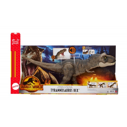 ΛΑΜΠΑΔΑ JURASSIC WORLD ΝΕΟΣ T-REX ΠΟΥ ΧΤΥΠΑ & ΚΑΤΑΒΡΟΧΘΙΖΕΙ (HDY55)