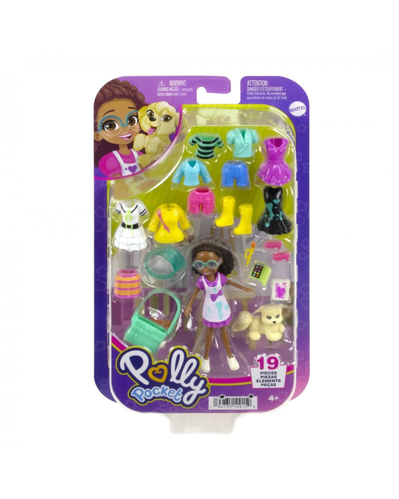 POLLY POCKET ΚΟΥΚΛΑ ΜΕΣΑΙΟ PACK ΚΑΣΤΑΝΗ ΜΕ ΓΥΑΛΙΑ (HKV91)