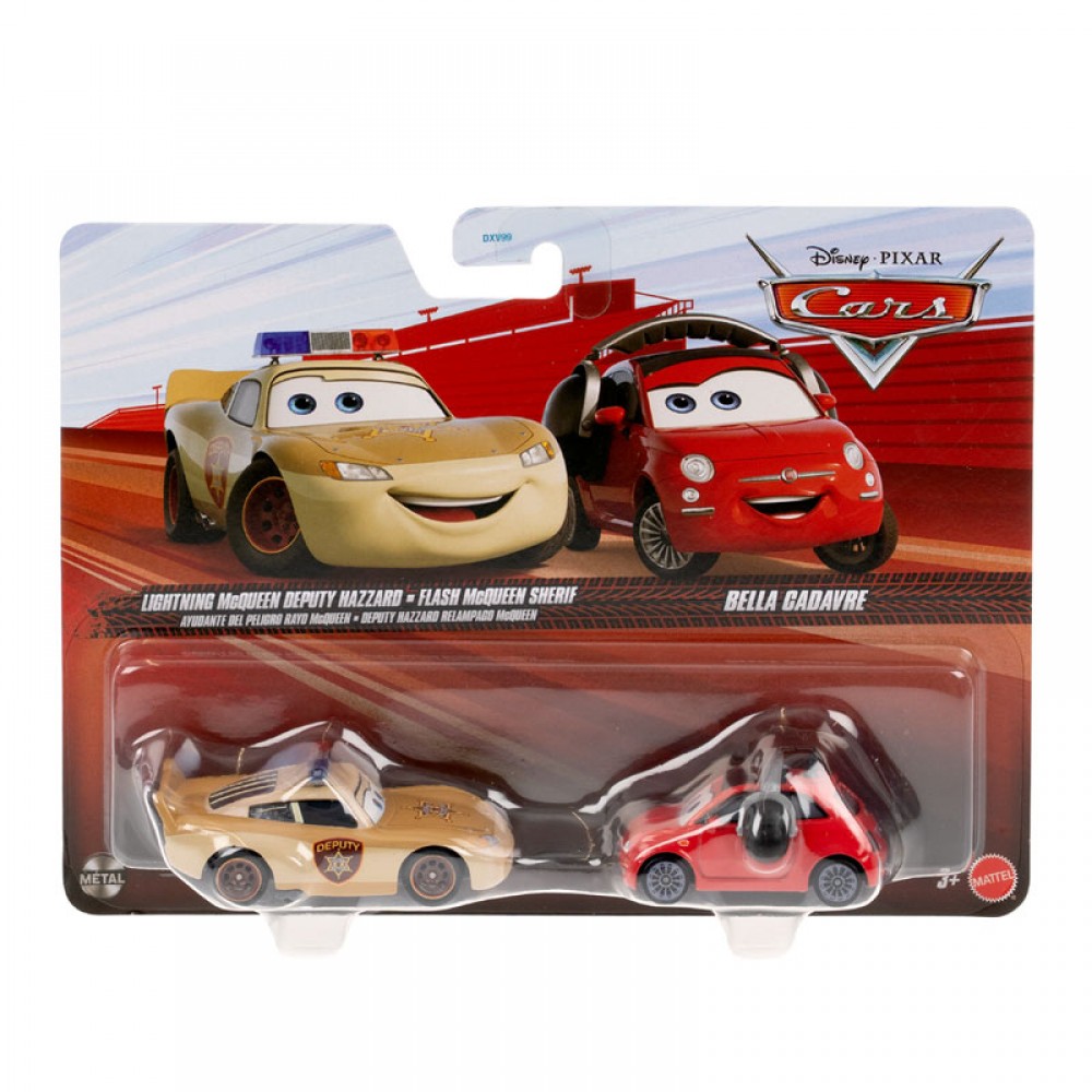CARS ΑΥΤΟΚΙΝΗΤΑΚΙΑ ΣΕΤ ΤΩΝ 2 LIGHTNING MCQUEEN DEPUTY HAZZARD & BELLA CADAVRE (HLH70)