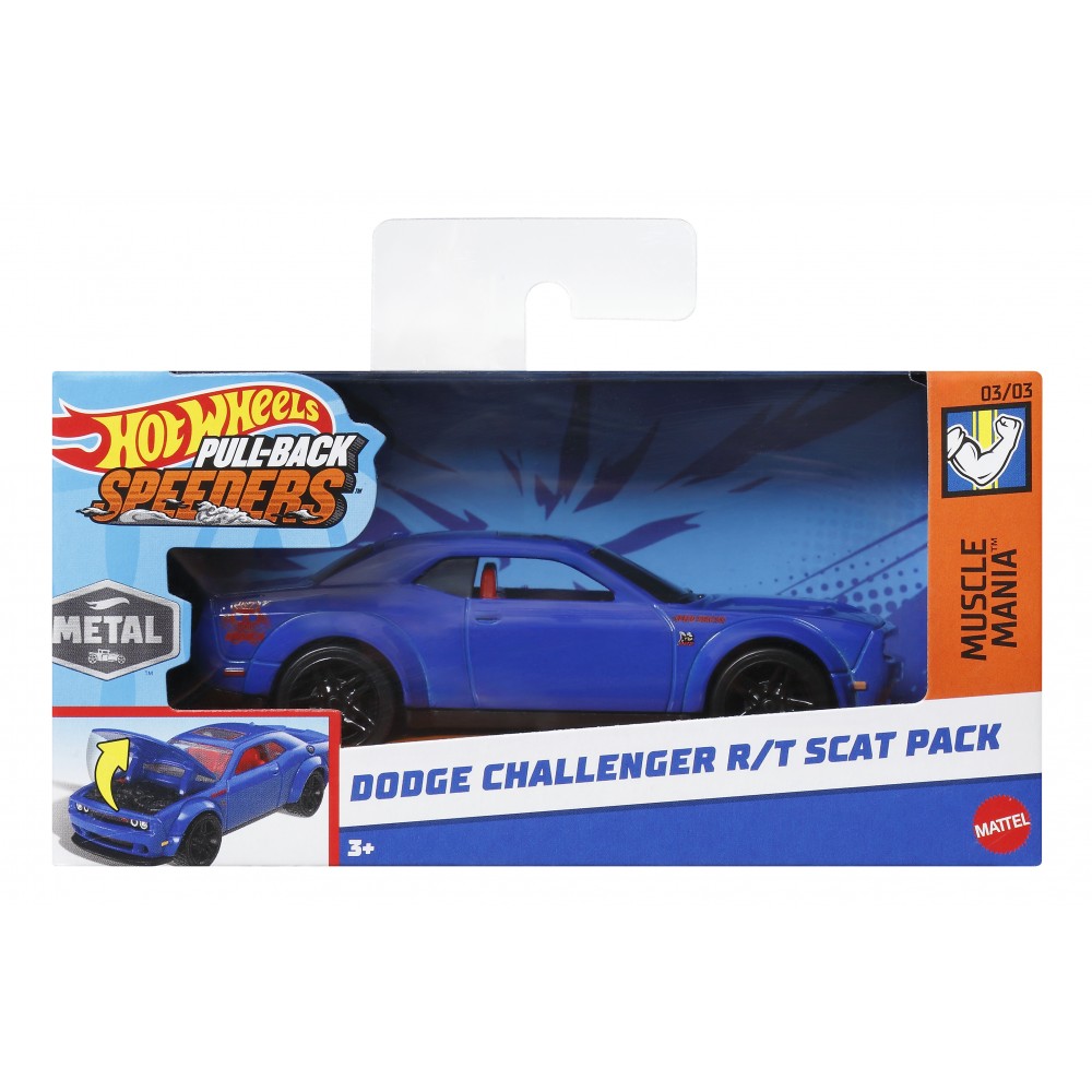 HOT WHEELS ΑΥΤΟΚΙΝΗΤΑΚΙΑ PULL BACK DODGE CHALLENGER R/T SCAT PACK (HWH39)