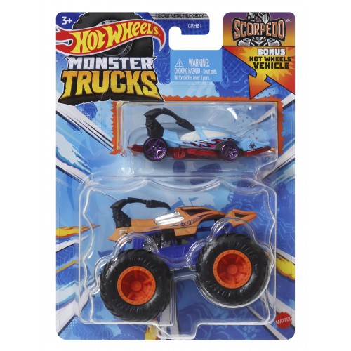 HOT WHEELS ΟΧΗΜΑ MONSTER TRUCKS ΜΕ ΑΥΤΟΚΙΝΗΤΑΚΙ SCORPEDO  (HWN45)