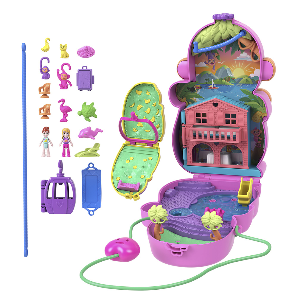 POLLY POCKET ΜΙΝΙ ΤΡΕΝΤΙ ΤΣΑΝΤΑΚΙ MOMMA MONKEY AND BABY PURSE (HWP04)