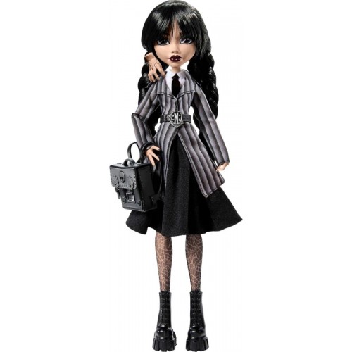 MONSTER HIGH Χ WEDNESDAY ΣΥΛΛΕΚΤΙΚΗ ΚΟΥΚΛΑ WEDNESDAY SCHOOL OUTFIT (HXJ04)