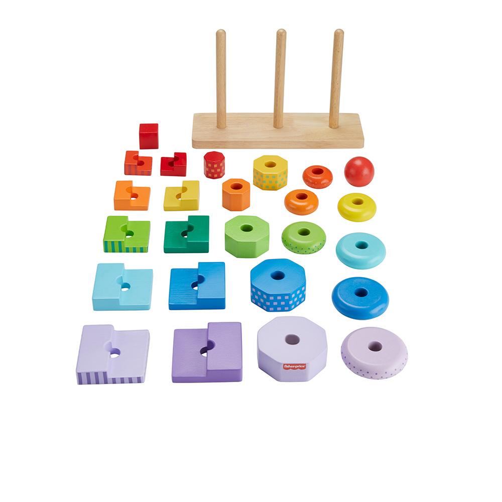 FISHER PRICE ΞΥΛΙΝΕΣ ΠΥΡΑΜΙΔΕΣ - ΠΟΛΥΧΡΩΜΑ ΣΧΗΜΑΤΑ (HXT76)