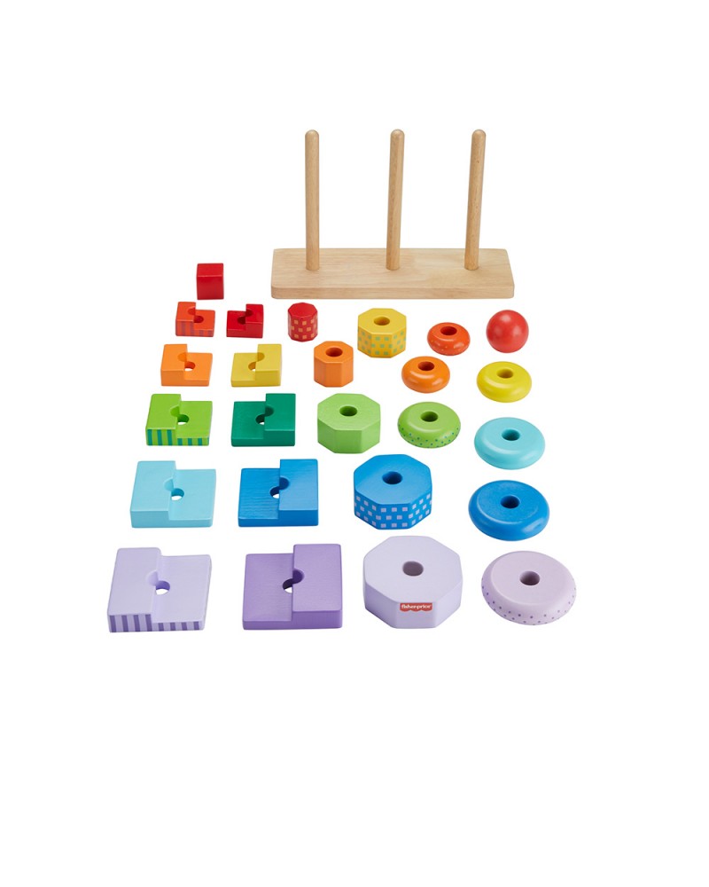 FISHER PRICE ΞΥΛΙΝΕΣ ΠΥΡΑΜΙΔΕΣ - ΠΟΛΥΧΡΩΜΑ ΣΧΗΜΑΤΑ (HXT76)