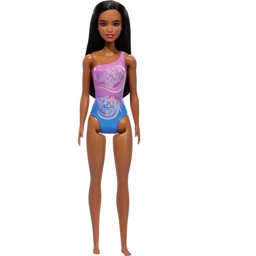 ΚΟΥΚΛΑ BARBIE BEACH ΜΕΛΑΧΡΙΝΗ ΜΕ ΜΩΒ ΜΑΓΙΟ ΜΕ ΛΟΥΛΟΥΔΙΑ (HXX49)