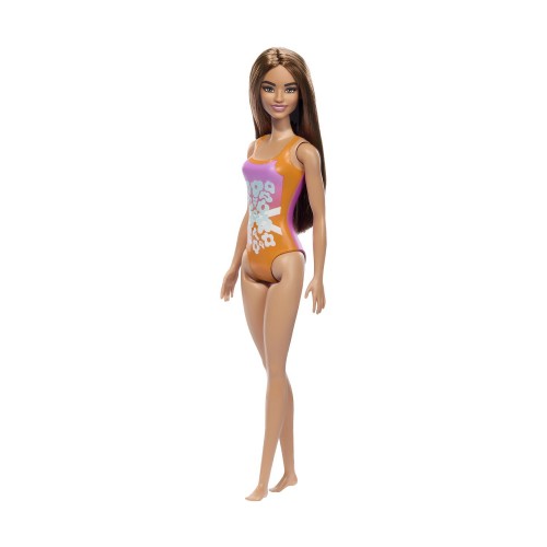 ΚΟΥΚΛΑ BARBIE BEACH ΜΕΛΑΧΡΙΝΗ ΜΕ ΜΩΒ ΠΟΡΤΟΚΑΛΙ ΜΑΓΙΟ ΜΕ ΛΟΥΛΟΥΔΙΑ (HXX48)