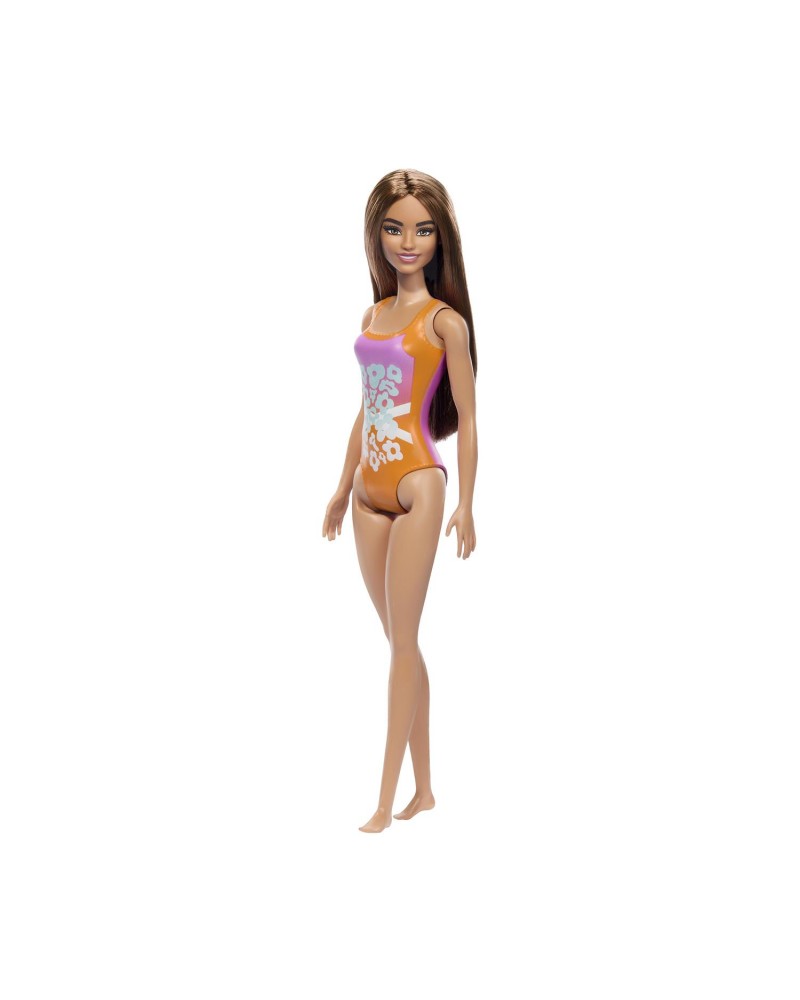 ΚΟΥΚΛΑ BARBIE BEACH ΜΕΛΑΧΡΙΝΗ ΜΕ ΜΩΒ ΠΟΡΤΟΚΑΛΙ ΜΑΓΙΟ ΜΕ ΛΟΥΛΟΥΔΙΑ (HXX48)