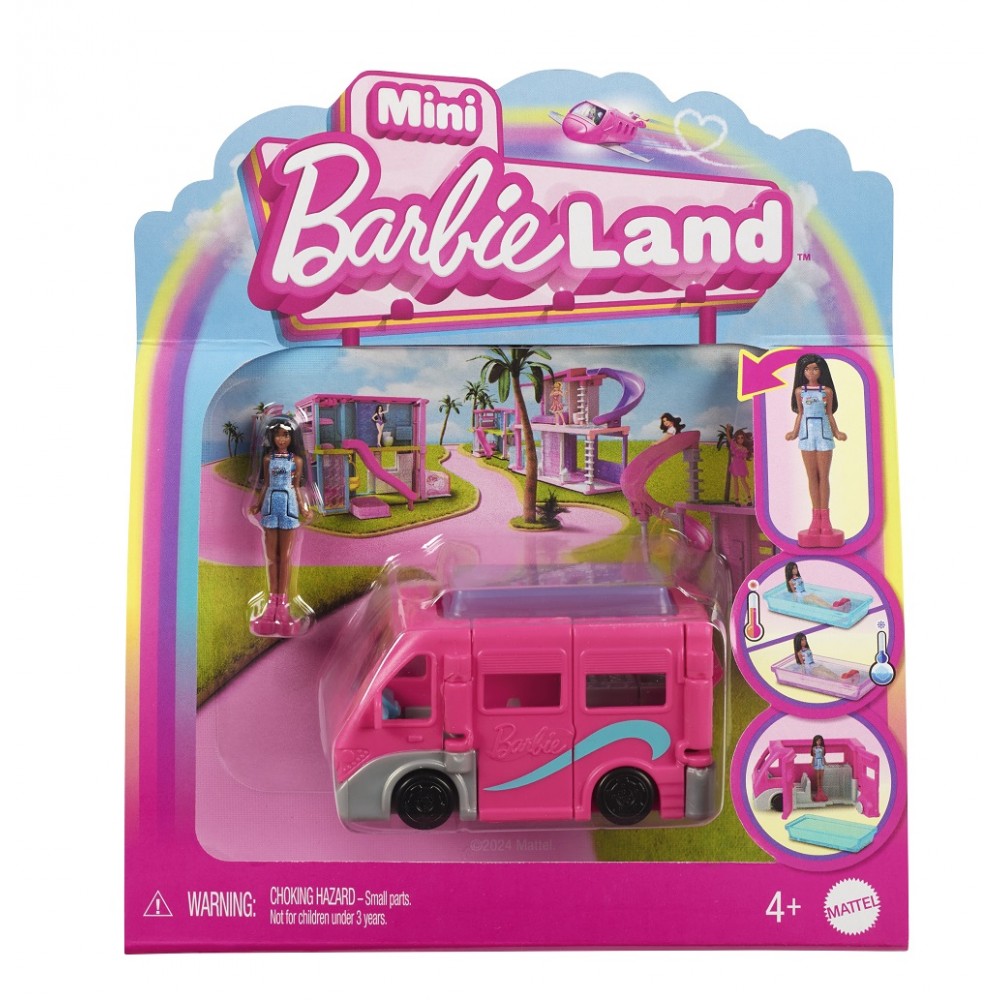 BARBIE MINI BARBIELAND ΚΟΥΚΛΑ ΚΑΙ ΟΧΗΜΑ DREAMCAMPER (HYF39)