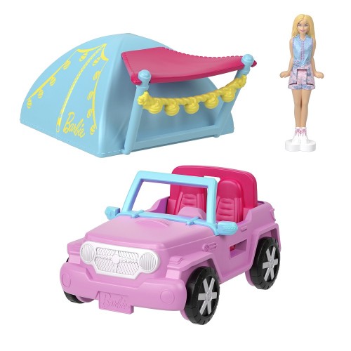 BARBIE MINI BARBIELAND ΚΟΥΚΛΑ ΚΑΙ ΟΧΗΜΑ JEEP AND TENT (HYF43)