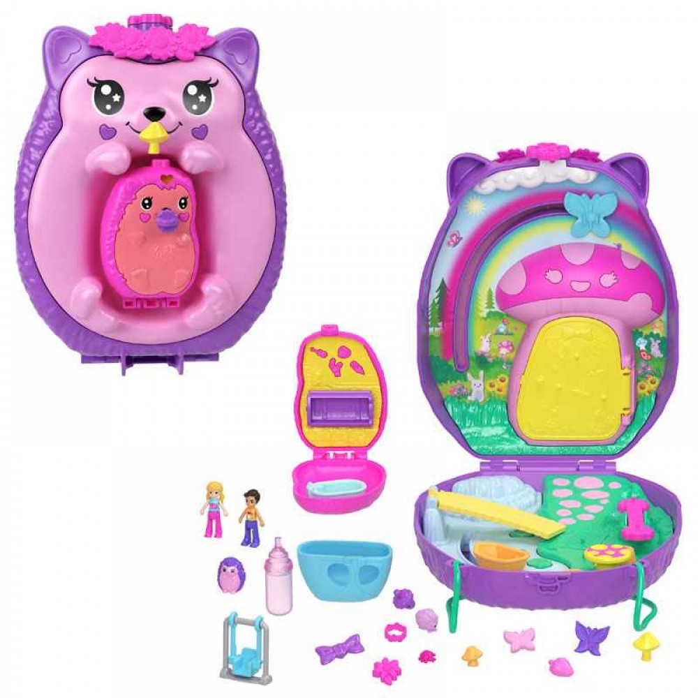 POLLY POCKET ΜΙΝΙ ΤΡΕΝΤΙ ΤΣΑΝΤΑΚΙ HEDGEHOG MOM AND BABY (JBJ91)