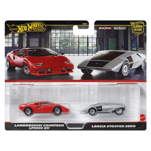 HOT WHEELS PREMIUM ΑΥΤΟΚΙΝΗΤΑΚΙΑ ΣΕΤ ΤΩΝ 2 LAMBORGHINI COUNTACH LP5000 QV & LANCIA STRATOS ZERO (JBL02)