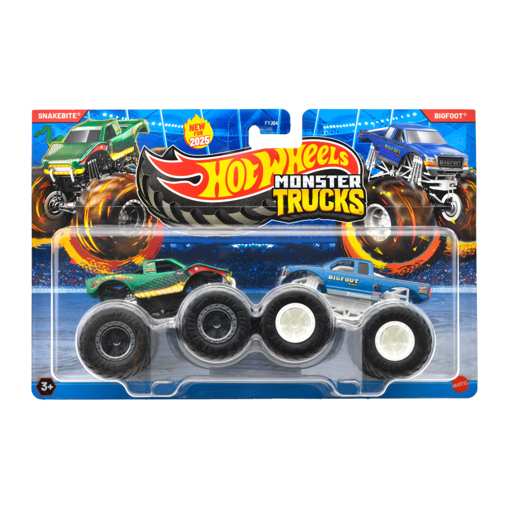 HOT WHEELS ΟΧΗΜΑΤΑ MONSTER TRUCKS ΣΕΤ ΤΩΝ 2 SNAKEBITE VS BIG FOOT (JCC74)