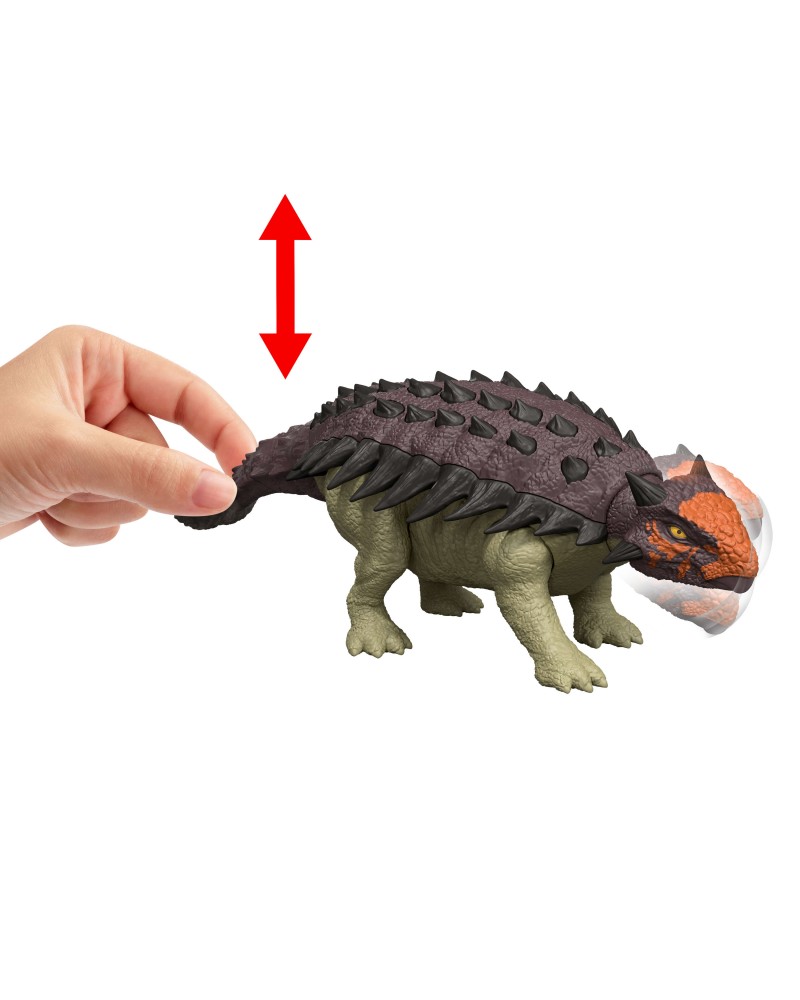 JURASSIC WORLD REBIRTH ΔΕΙΝΟΣΑΥΡΟΣ ΜΕ ΚΙΝΟΥΜΕΝΑ ΜΕΛΗ, ΛΕΙΤΟΥΡΓΙΑ ΕΠΙΘΕΣΗΣ & ΗΧΟΥ ANKYLOSAURUS (JGB90)