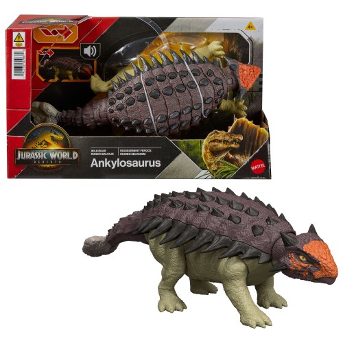 JURASSIC WORLD REBIRTH ΔΕΙΝΟΣΑΥΡΟΣ ΜΕ ΚΙΝΟΥΜΕΝΑ ΜΕΛΗ, ΛΕΙΤΟΥΡΓΙΑ ΕΠΙΘΕΣΗΣ & ΗΧΟΥ ANKYLOSAURUS (JGB90)