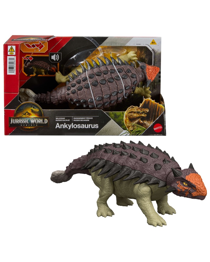 JURASSIC WORLD REBIRTH ΔΕΙΝΟΣΑΥΡΟΣ ΜΕ ΚΙΝΟΥΜΕΝΑ ΜΕΛΗ, ΛΕΙΤΟΥΡΓΙΑ ΕΠΙΘΕΣΗΣ & ΗΧΟΥ ANKYLOSAURUS (JGB90)