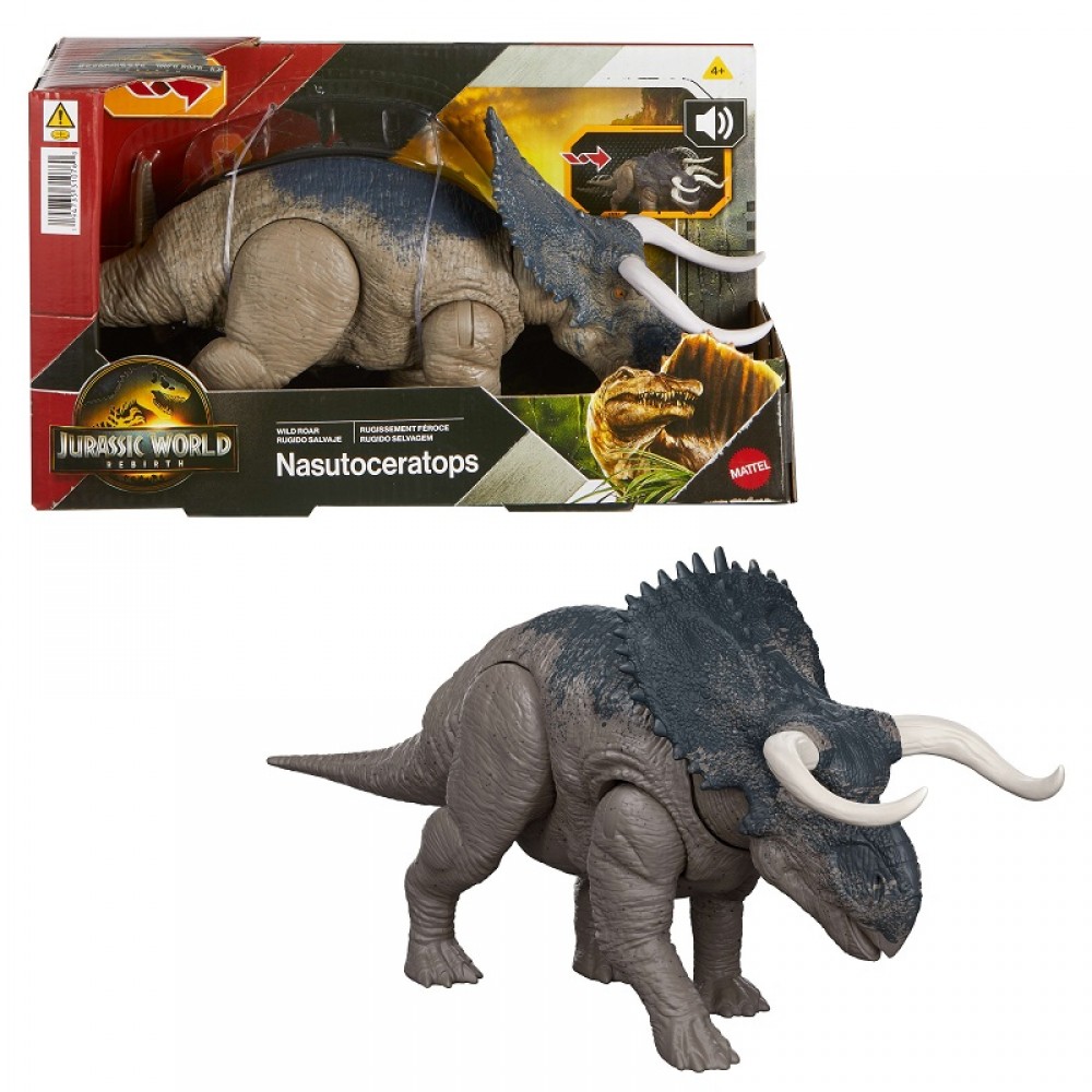 JURASSIC WORLD REBIRTH - ΔΕΙΝΟΣΑΥΡΟΣ ΜΕ ΚΙΝΟΥΜΕΝΑ ΜΕΛΗ, ΛΕΙΤΟΥΡΓΙΑ ΕΠΙΘΕΣΗΣ & ΗΧΟΥΣ NASUTOCERATOPS (JGC81)