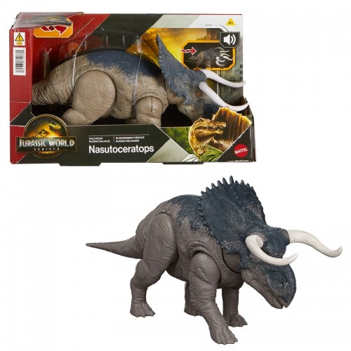 JURASSIC WORLD REBIRTH - ΔΕΙΝΟΣΑΥΡΟΣ ΜΕ ΚΙΝΟΥΜΕΝΑ ΜΕΛΗ, ΛΕΙΤΟΥΡΓΙΑ ΕΠΙΘΕΣΗΣ & ΗΧΟΥΣ NASUTOCERATOPS (JGC81)