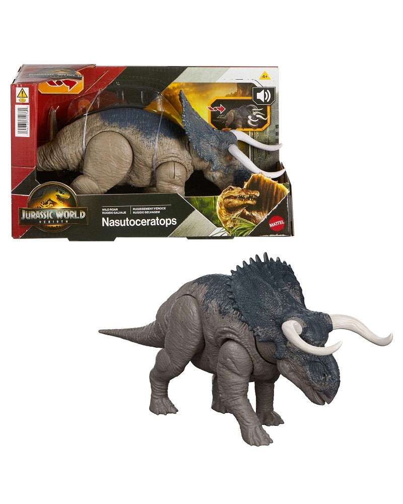 JURASSIC WORLD REBIRTH - ΔΕΙΝΟΣΑΥΡΟΣ ΜΕ ΚΙΝΟΥΜΕΝΑ ΜΕΛΗ, ΛΕΙΤΟΥΡΓΙΑ ΕΠΙΘΕΣΗΣ & ΗΧΟΥΣ NASUTOCERATOPS (JGC81)
