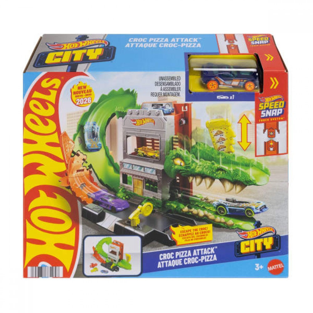 HOT WHEELS ΠΙΣΤΕΣ CITY ΜΕ ΘΗΡΙΑ CROC PIZZA ATTACK (JHL93)