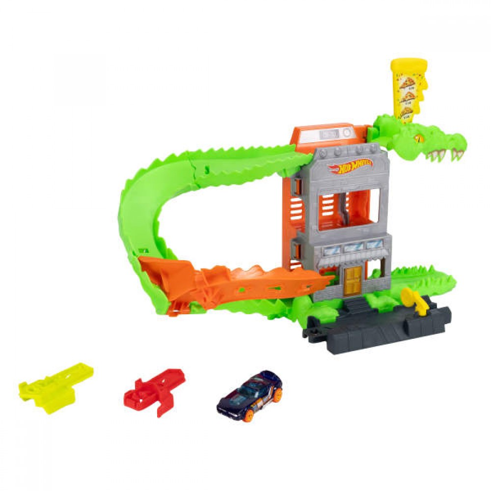 HOT WHEELS ΠΙΣΤΕΣ CITY ΜΕ ΘΗΡΙΑ CROC PIZZA ATTACK (JHL93)