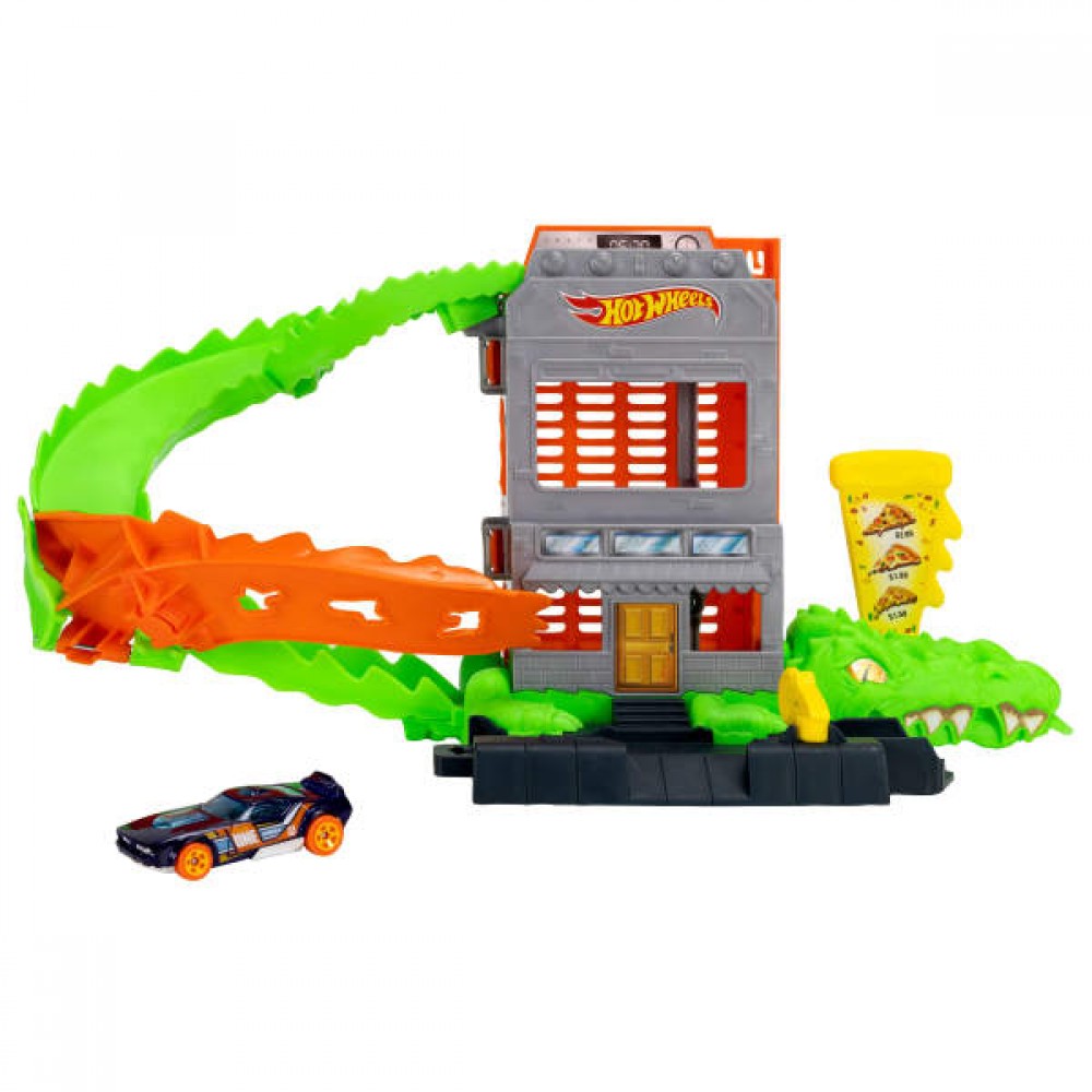 HOT WHEELS ΠΙΣΤΕΣ CITY ΜΕ ΘΗΡΙΑ CROC PIZZA ATTACK (JHL93)