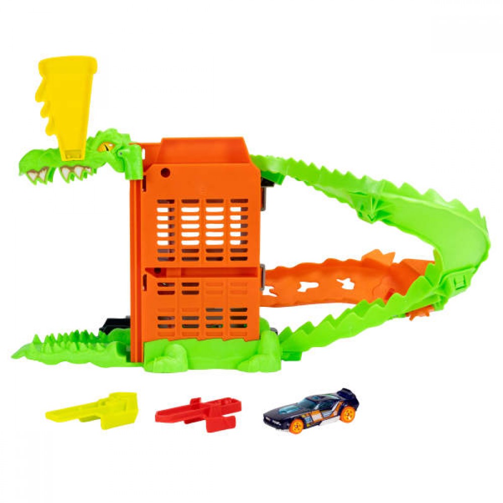 HOT WHEELS ΠΙΣΤΕΣ CITY ΜΕ ΘΗΡΙΑ CROC PIZZA ATTACK (JHL93)