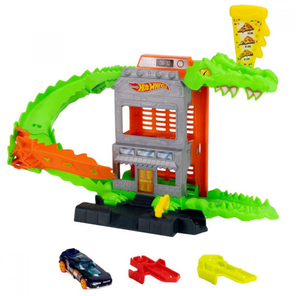 HOT WHEELS ΠΙΣΤΕΣ CITY ΜΕ ΘΗΡΙΑ CROC PIZZA ATTACK (JHL93)