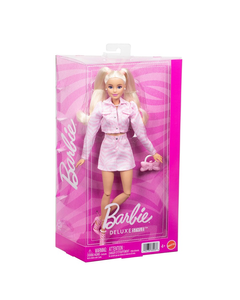 BARBIE DELUXE STYLE ΚΟΥΚΛΑ ΜΕ ΡΟΖ DENIM ΜΠΟΥΦΑΝ (JJN69)