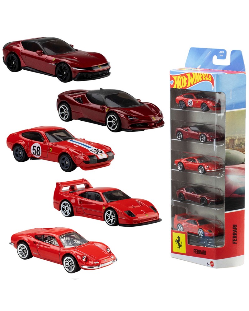 HOT WHEELS MINI CARS FERRARI SET OF 5 (JLN12)
