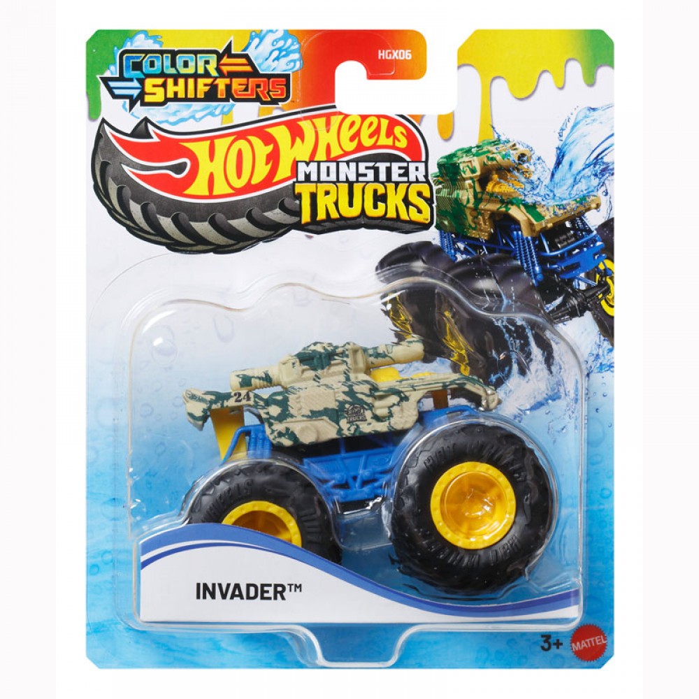 HOT WHEELS MONSTER TRUCKS COLOR SHIFTERS INVADER (JDY95)
