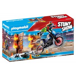 PLAYMOBIL Μηχανή Motocross με φλεγόμενο τοίχο (70553)