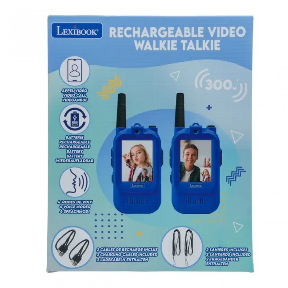 LEXIBOOK WALKIE TALKIE ΕΠΑΝΑΦΟΡΤΙΖΟΜΕΝΟΣ ΒΙΝΤΕΟ ΠΟΜΠΟΔΕΚΤΗΣ ΜΕ ΕΓΧΡΩΜΗ ΟΘΟΝΗ ΚΑΙ ΕΜΒΕΛΕΙΑ 500 ΜΕΤΡΩΝ (25.TWV10)