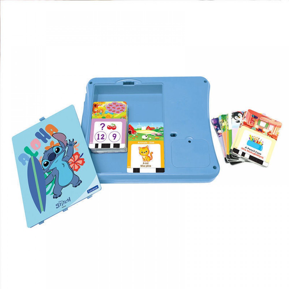 LEXIBOOK ΔΙΑΔΡΑΣΤΙΚΟΣ ΔΙΓΛΩΣΣΟΣ ΑΝΑΓΝΩΣΤΗΣ ΚΑΡΤΩΝ STITCH ΜΕ 250 ΚΑΡΤΕΣ & ΠΙΝΑΚΑΚΙ ΣΧΕΔΙΑΣΗΣ (JCR20DI8)