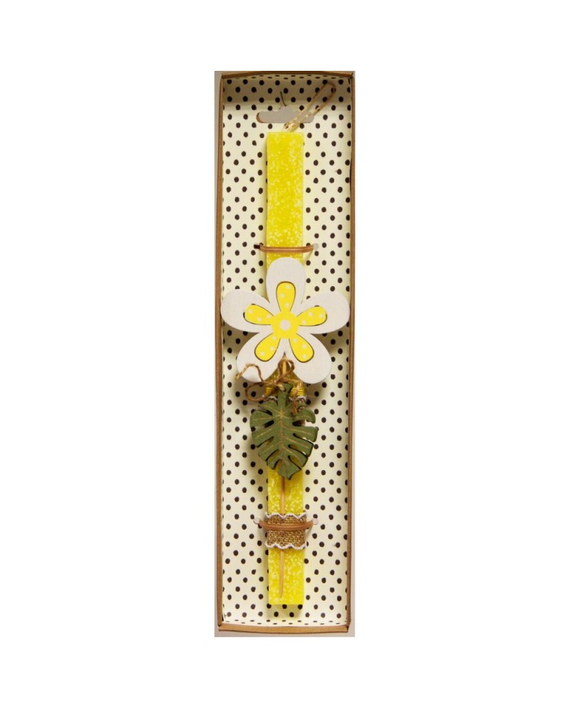 Λαμπάδα Λουλούδι ξύλινο - Κίτρινο (LA20001B)