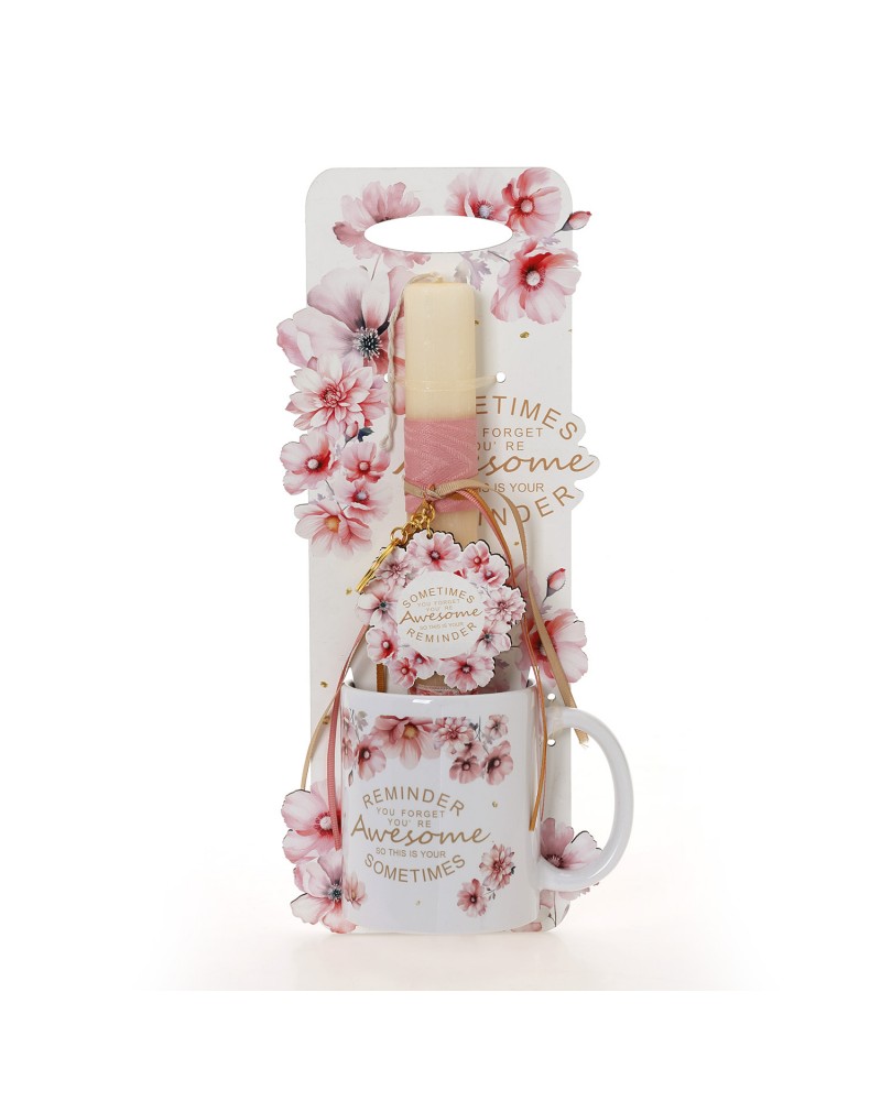 ΛΑΜΠΑΔΑ ΜΕ ΠΛΑΤΗ & ΚΟΥΠΑ ΦΛΟΡΑΛ ΡΟΖ - ΔΩΡΟ ΤΟ ΚΟΥΤΙ (41-1317Κ)