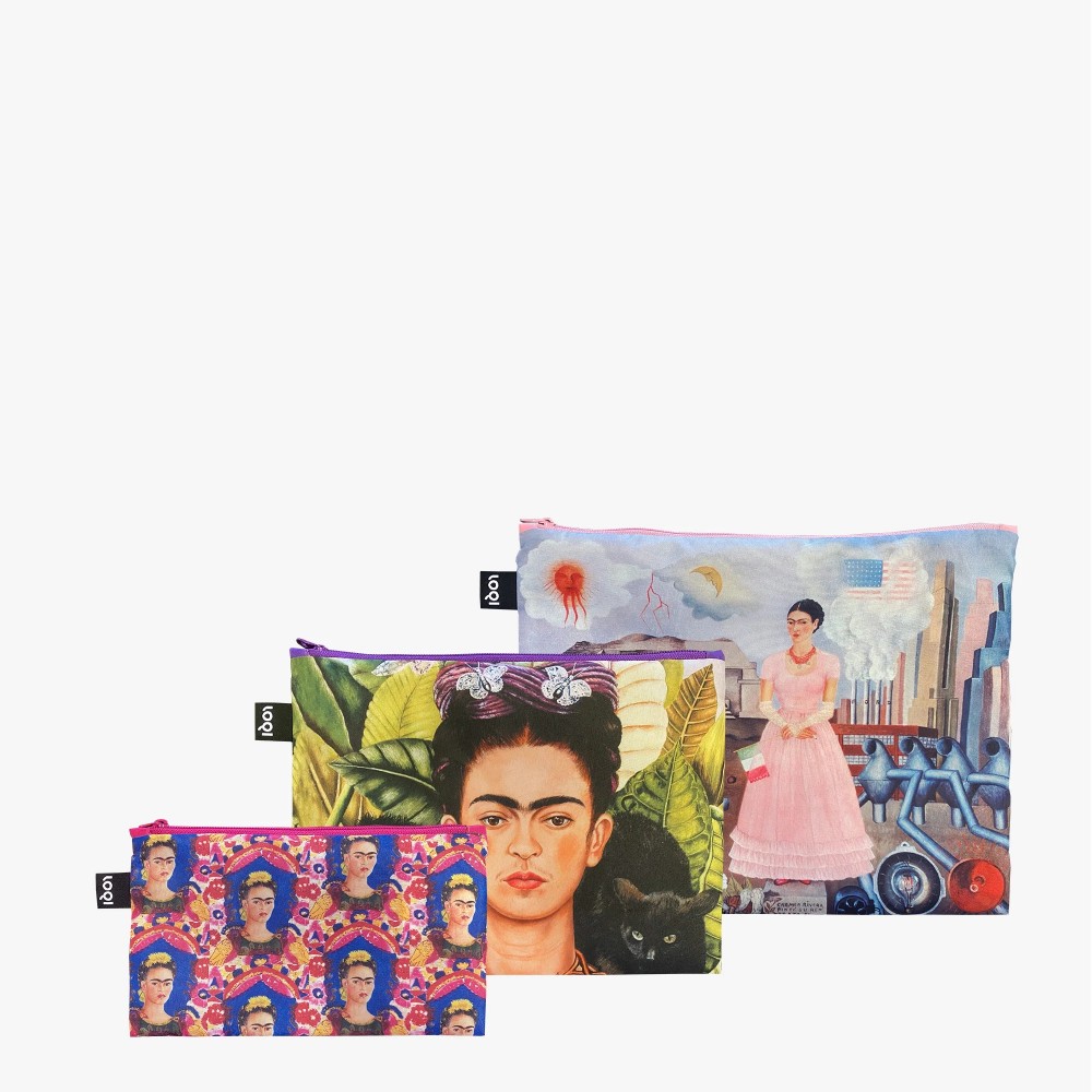 LOQI ΣΕΤ 3 ΑΝΑΚΥΚΛΩΜΕΝΕΣ ΘΗΚΕΣ ΜΕ ΦΕΡΜΟΥΑΡ FRIDA KAHLO SELF PORTRAIT ON THE BORDERLINE, SELF PORTRAIT WITH HUMMINGBIRD, THE FRAME (ZP.FK)