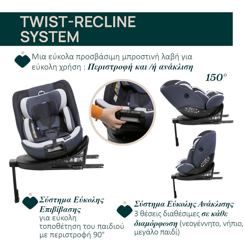 Chicco Καθισματάκι Αυτοκινήτου Everone i-Size για Παιδί 40-150 cm Ασημί - Μπλε