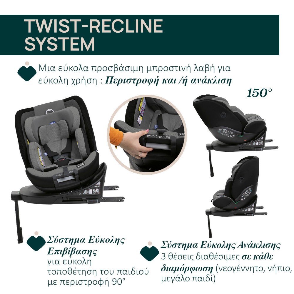 Chicco Καθισματάκι Αυτοκινήτου Everone i-Size για Παιδί 40-150 cm Γκρι - Μαύρο