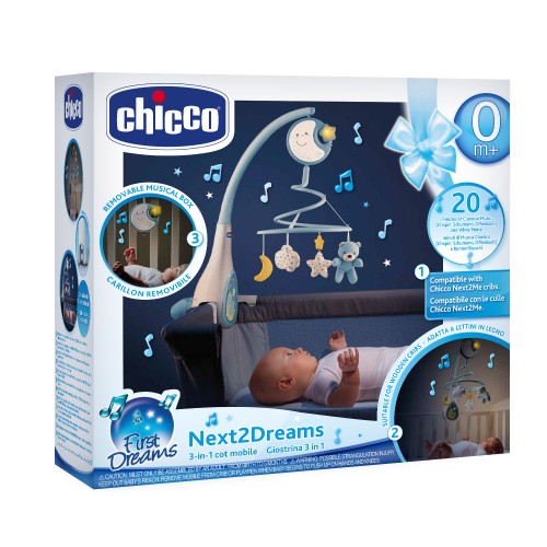 Chicco Βρεφικό Περιστρεφόμενο Κούνιας με Μελωδίες 3 σε 1 Next2Dreams Σιέλ Για 0+