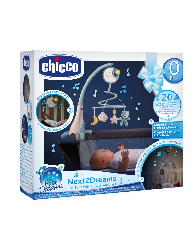 Chicco Βρεφικό Περιστρεφόμενο Κούνιας με Μελωδίες 3 σε 1 Next2Dreams Σιέλ Για 0+