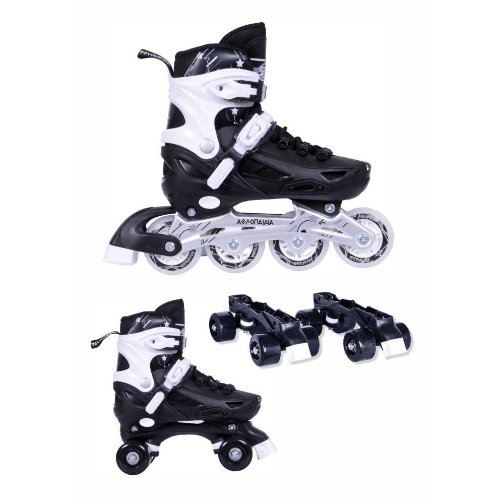 ΑΘΛΟΠΑΙΔΙΑ 10306 Αυξομειούμενα Πατίνια/Roller Skates 2 σε 1 - Μαύρο