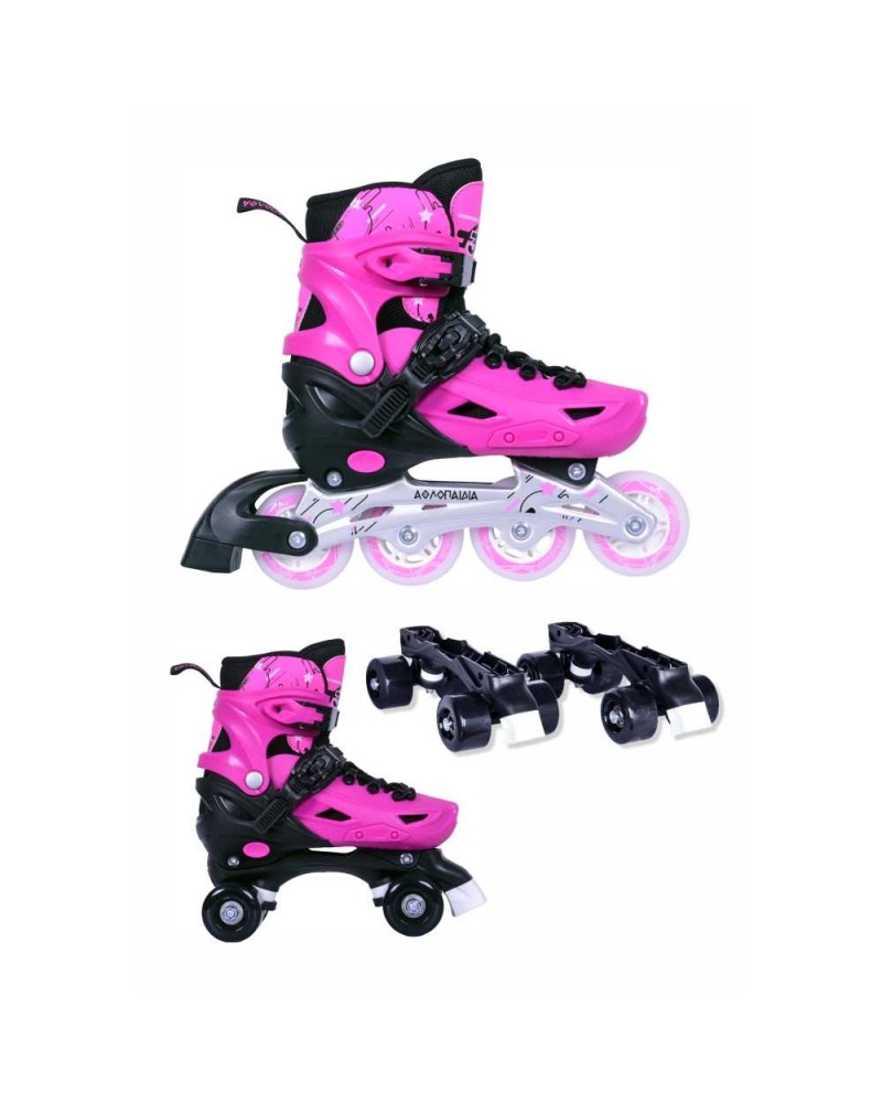 ΑΘΛΟΠΑΙΔΙΑ 10306 Αυξομειούμενα Πατίνια/Roller Skates 2 σε 1 - Ροζ