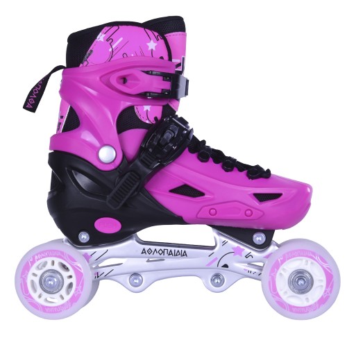 3K Αυξομειούμενα Πατίνια/Roller Skates/Παγοπέδιλα 3 σε 1 - Ροζ