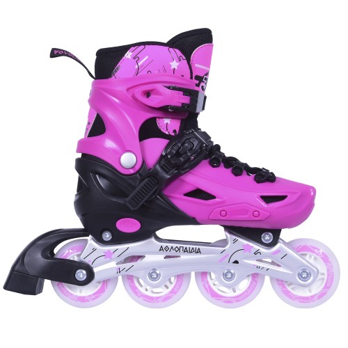 3K Αυξομειούμενα Πατίνια/Roller Skates/Παγοπέδιλα 3 σε 1 - Ροζ