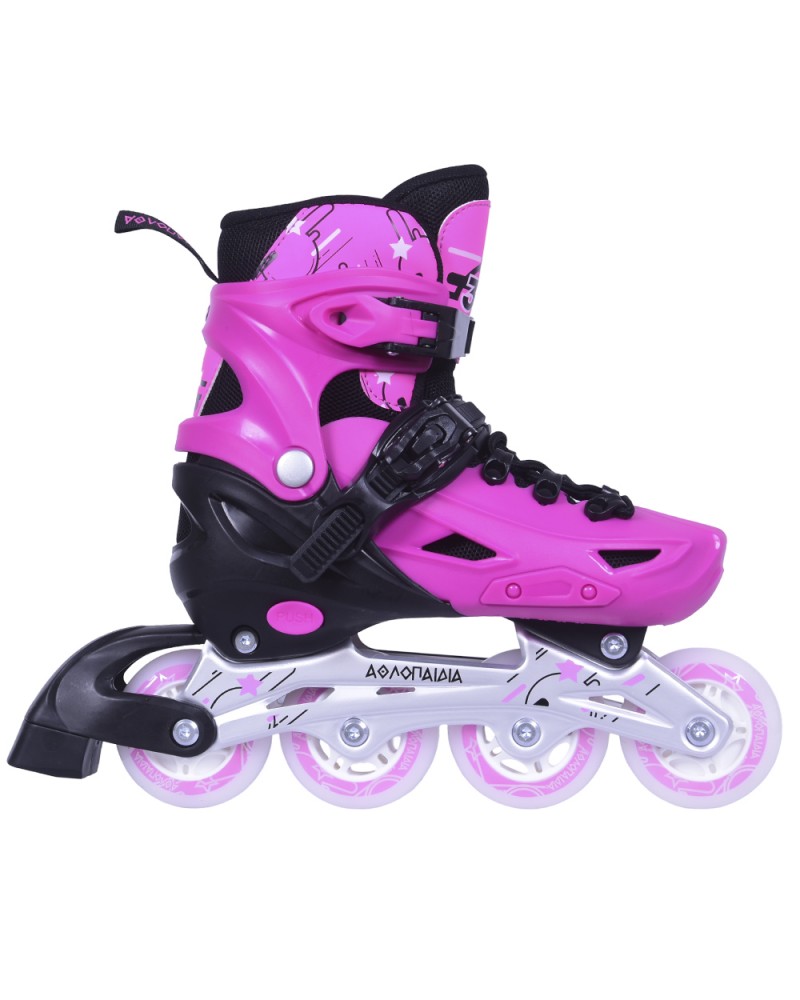 3K Αυξομειούμενα Πατίνια/Roller Skates/Παγοπέδιλα 3 σε 1 - Ροζ