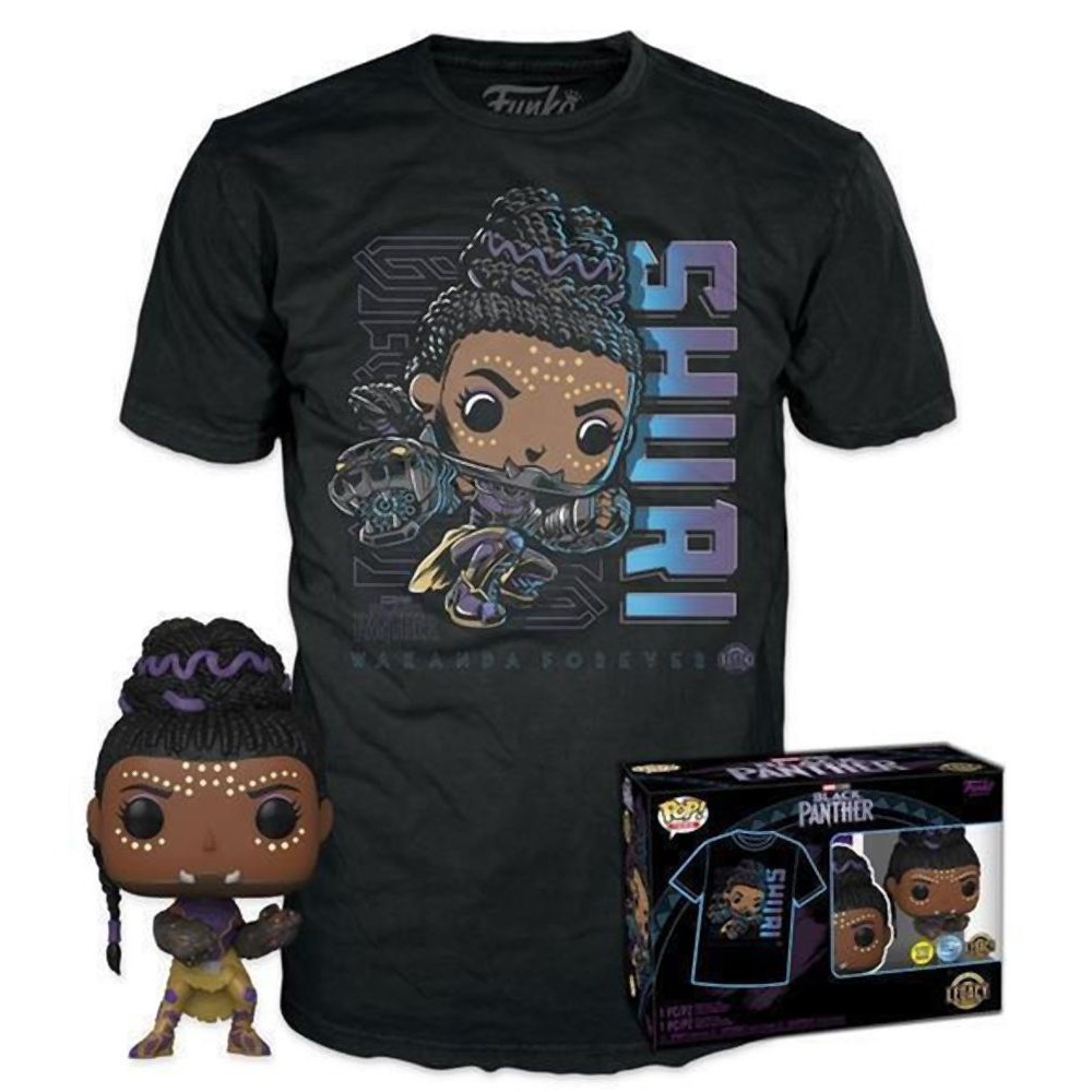 Funko Pop!  Tees (Adult): Marvel Black Panther - Shuri (Glows in the Dark) Bobble-Head Vinyl Figure  T-Shirt (S)
