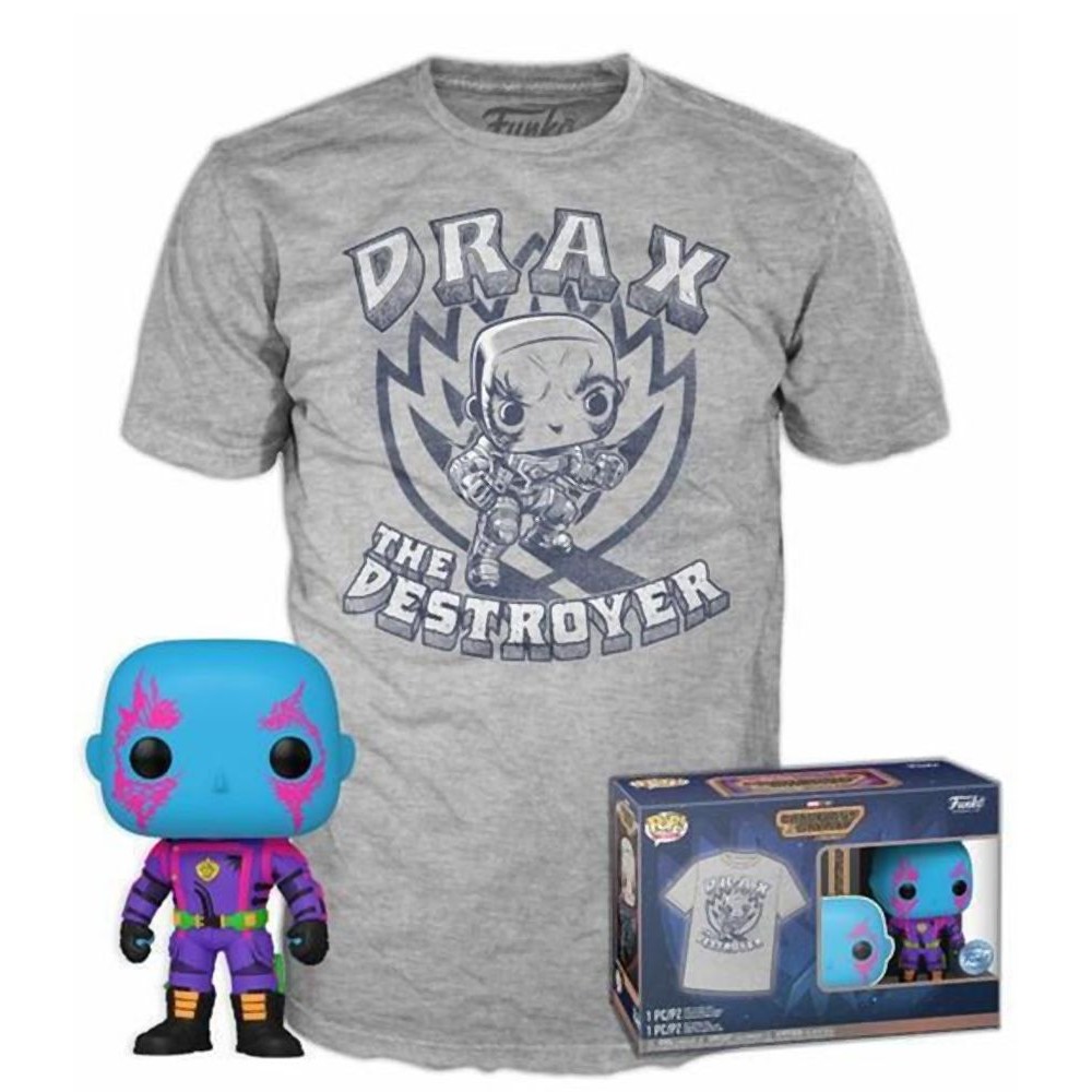 Funko Pop!  Tee (Adult): Marvel Guardians of the Galaxy Volume 3 - Drax (Blacklight) (Special Edition) Vinyl Figure and T-Shirt (M)