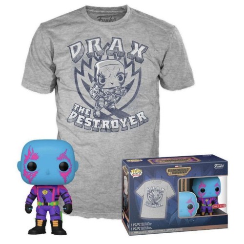 Funko Pop!  Tee (Adult): Marvel Guardians of the Galaxy - Drax (Blacklight) (Special Edition) Vinyl Figure and T-Shirt (L)